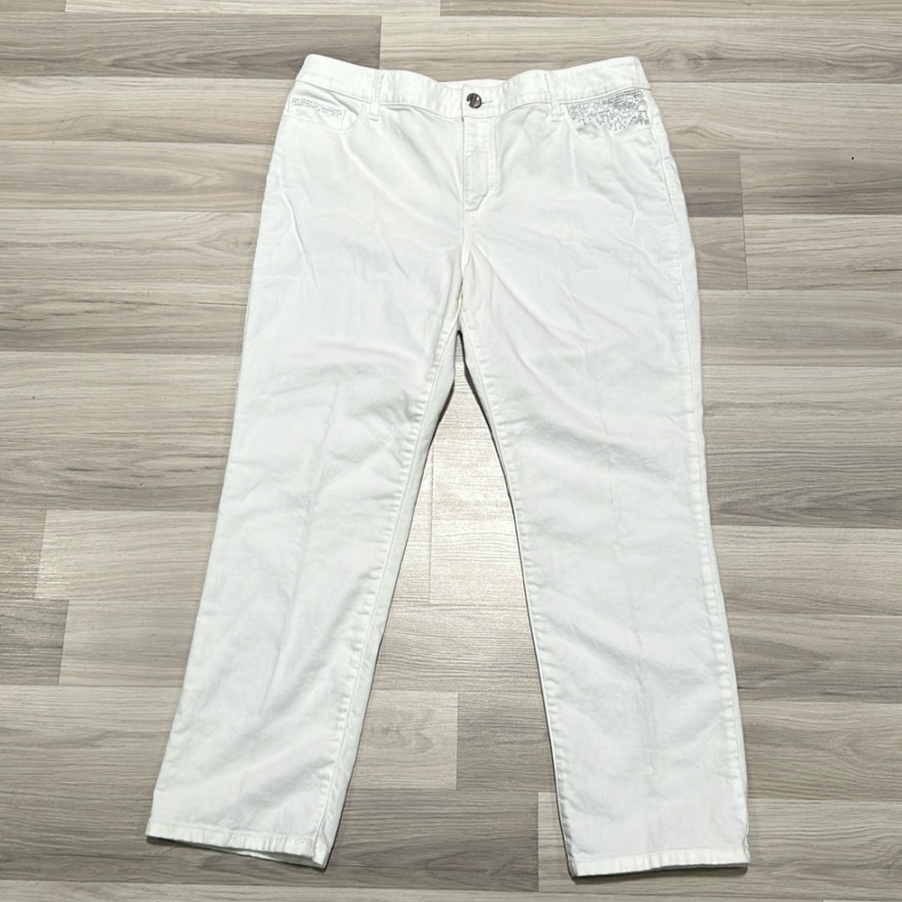 CHICO’S White Platinum Denim Pants Size 25